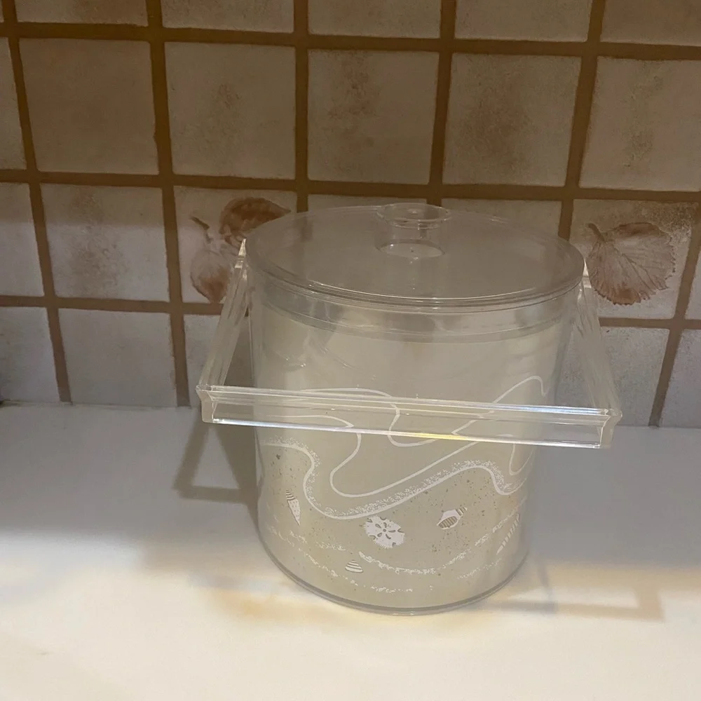Vintage Stotter Lucite Ice Bucket Beach Seashell Design 1980s